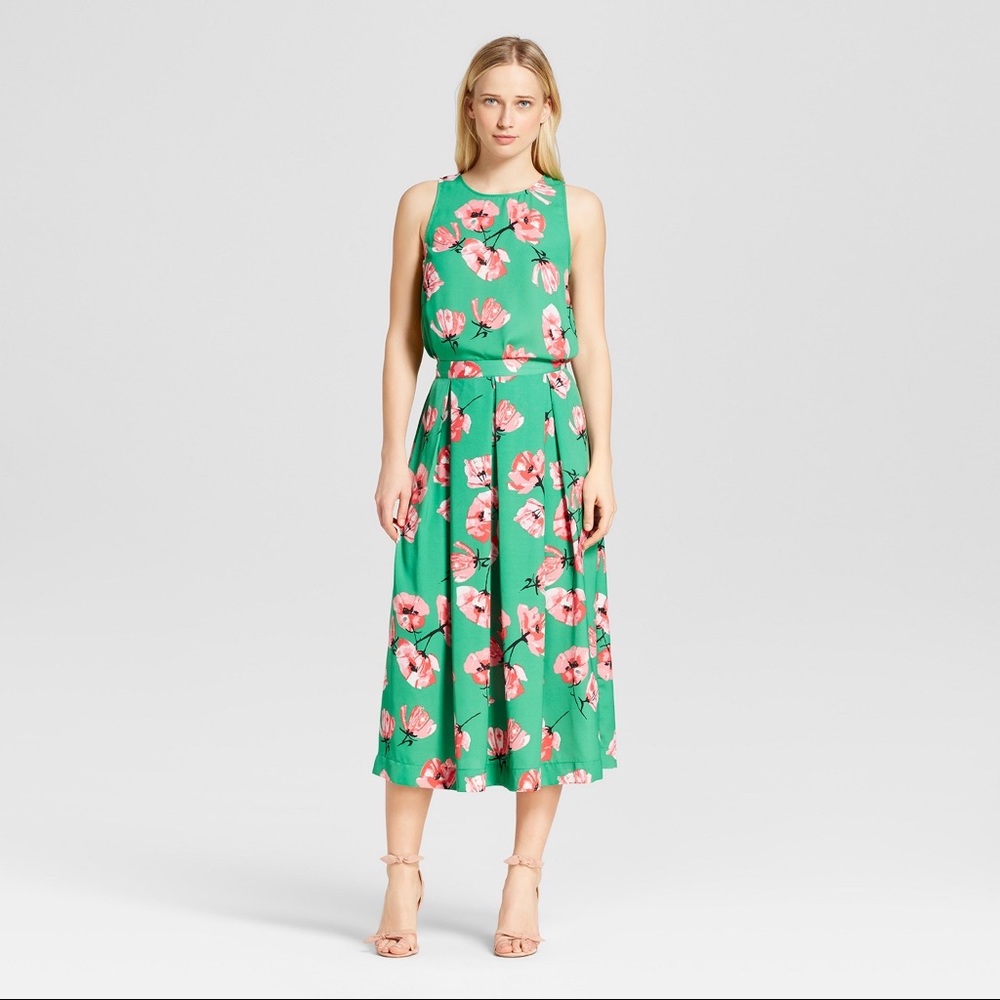 Whowhatwear green floral print skirt
